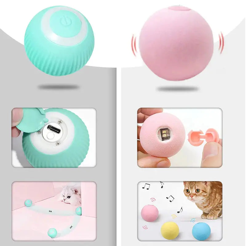 Automatic Rolling Ball Smart Cat Dog Toy Electric Pet Self-Moving Kitten Game Uk